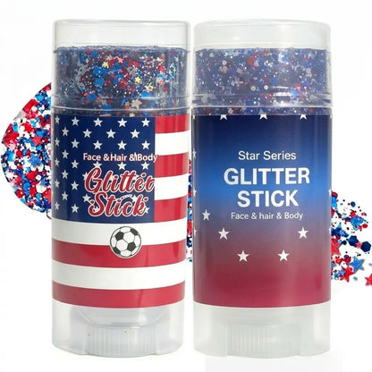 🔥LAST DAY 70% OFF 4th of July Glitter Stick - Red White Blue Patriotic Sparkle Gel for Face Hair & Body